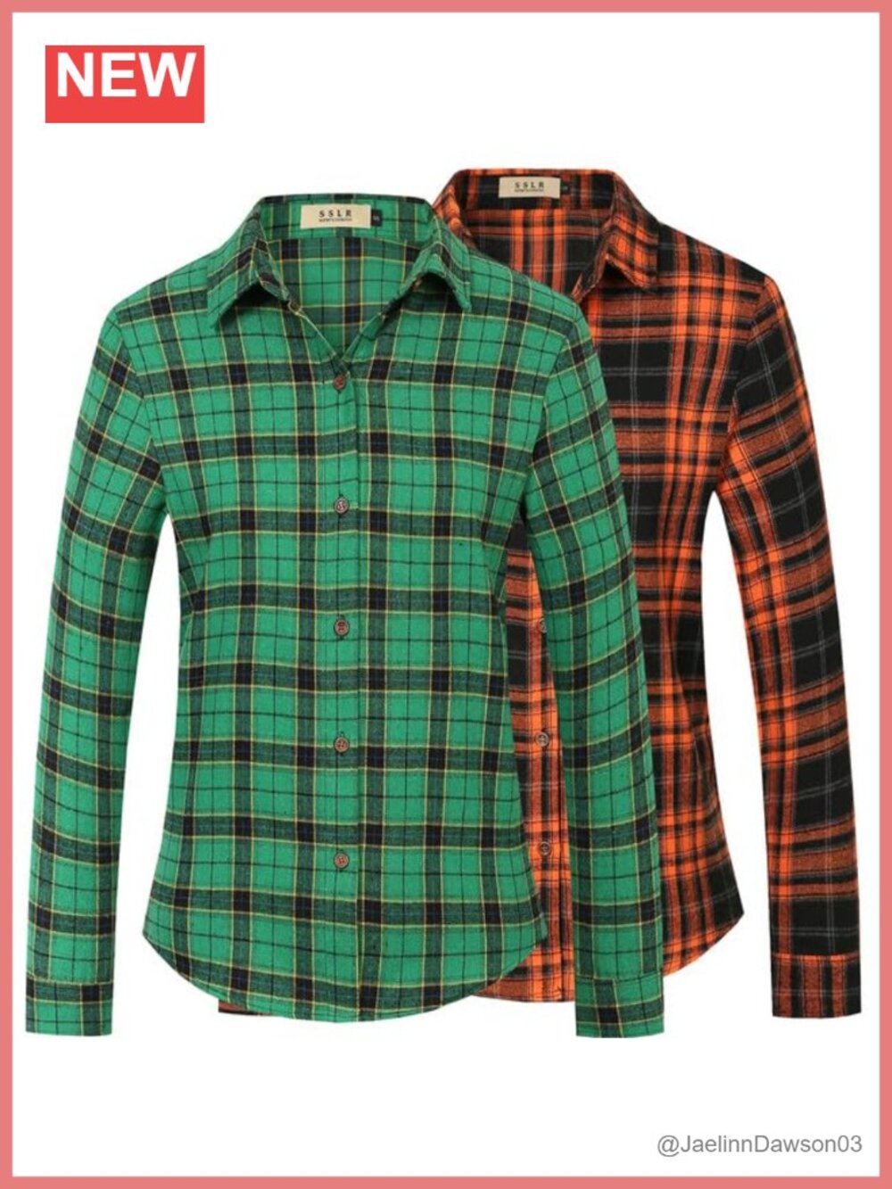 SSLR Womens Flannel Shirt Long Sleeve Button Down Plaid Casual Top